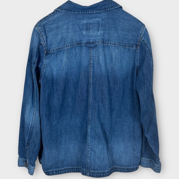 ORVIS Women's Denim Barn Chore Jacket Blue Style Utility Pockets Dark Wash XL - Picture 2 of 9